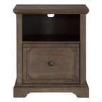 Dark Oak Finish 1pc File Cabinet with Storage Drawer Shelf Casters Movement Wooden Furniture