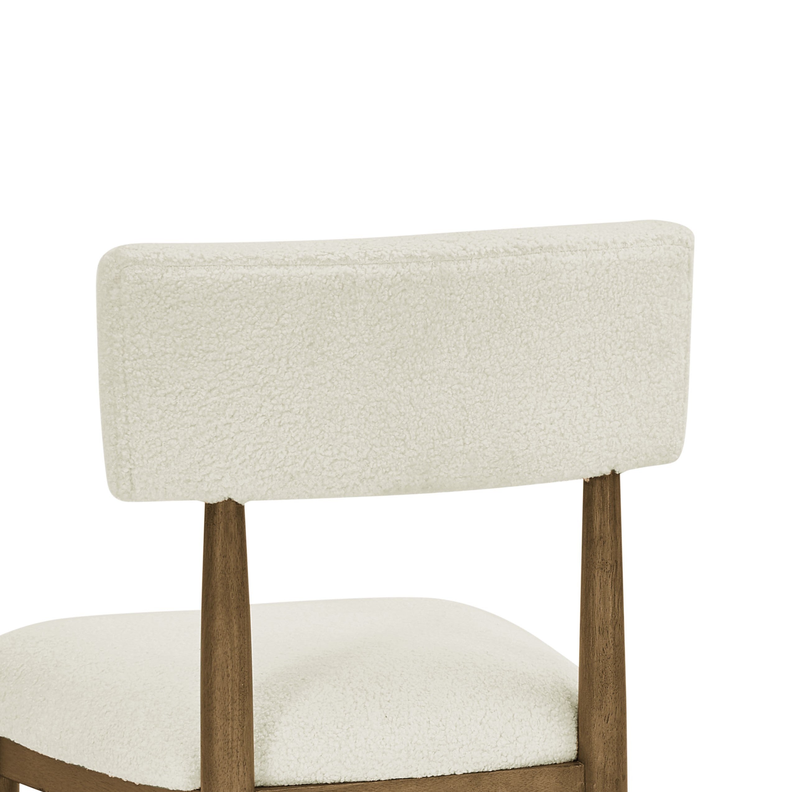 Darla Set of 2 Walnut Oak Dining Side Chairs with Beige Sherpa Fabric