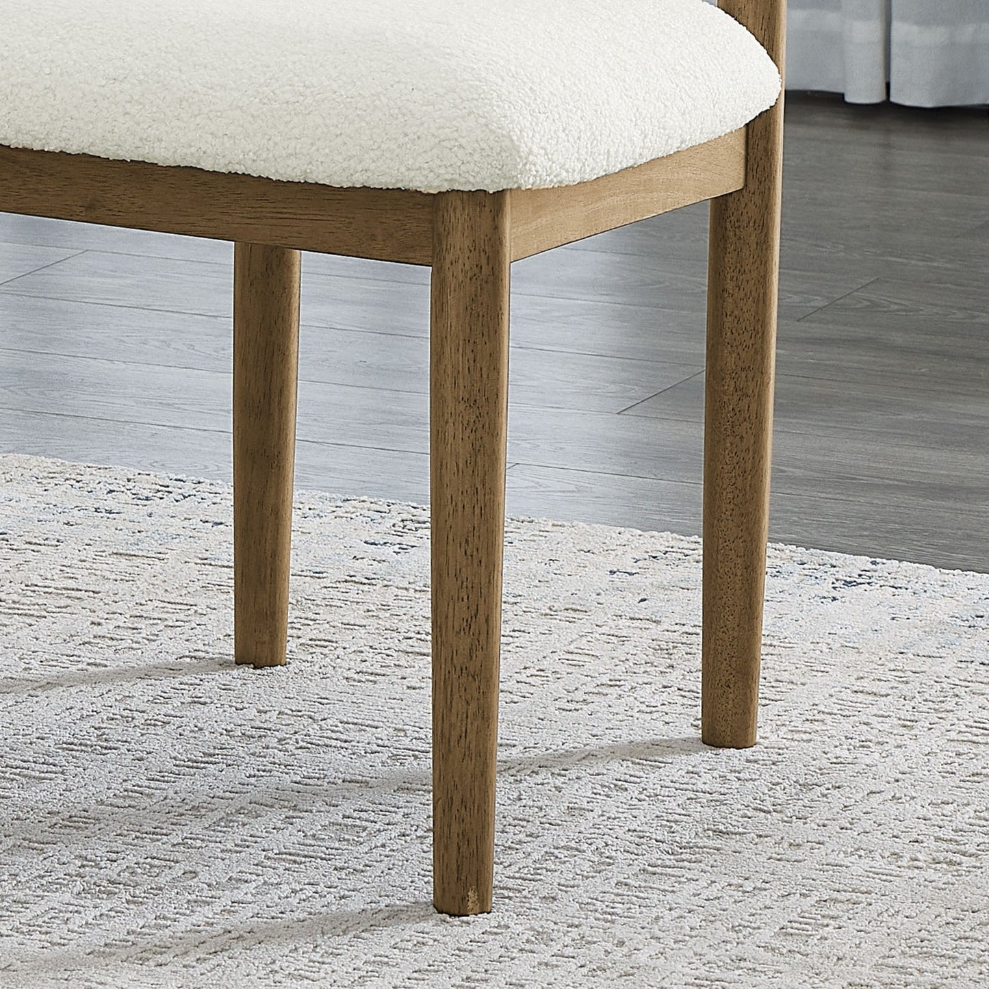 Darla Set of 2 Walnut Oak Dining Side Chairs with Beige Sherpa Fabric