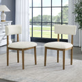 Darla Set of 2 Walnut Oak Dining Side Chairs with Beige Sherpa Fabric