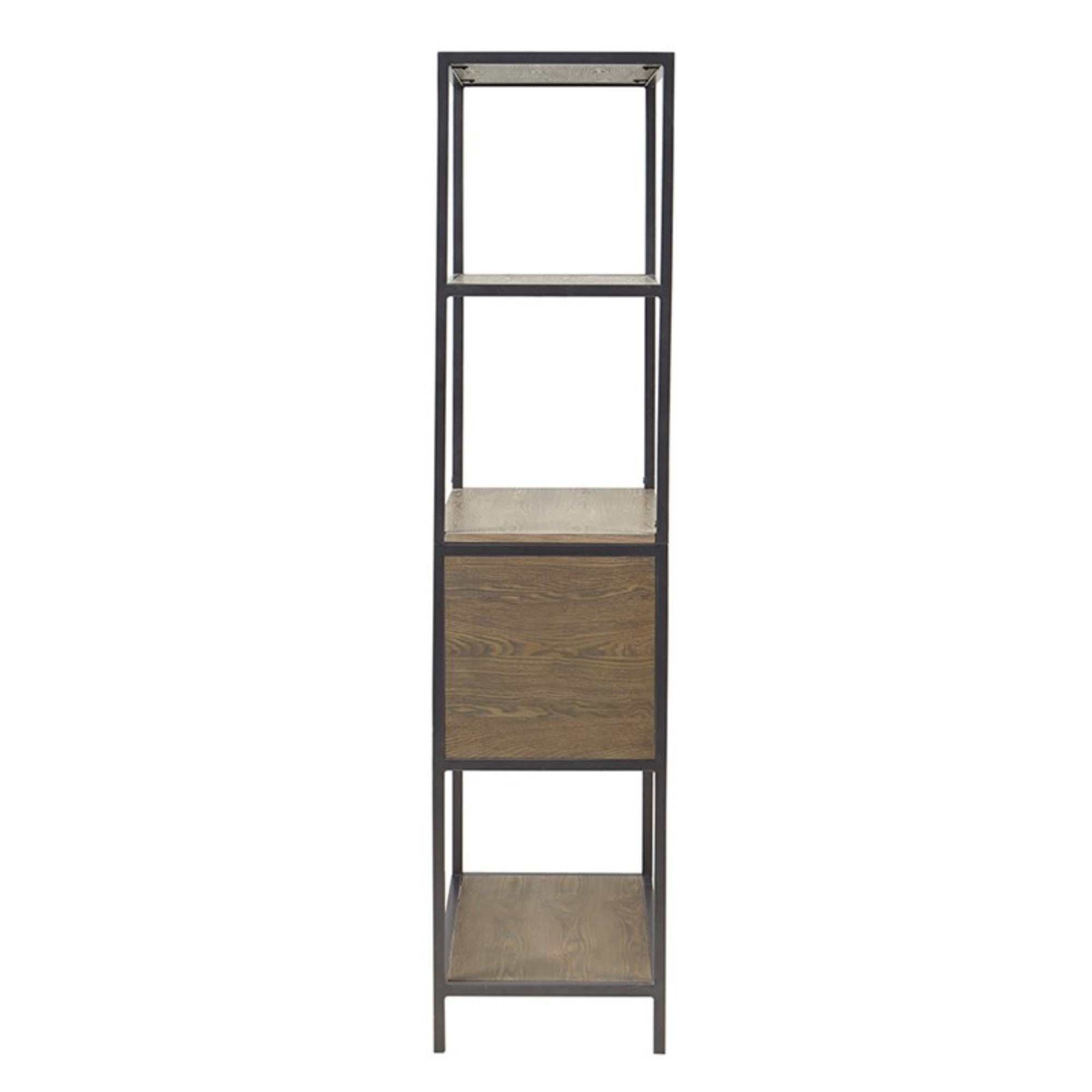 Darley 3-Shelf Bookcase with Storage Cabinet Grey Wood and Metal Frame Bookshelf
