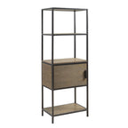 Darley 3-Shelf Bookcase with Storage Cabinet Grey Wood and Metal Frame Bookshelf