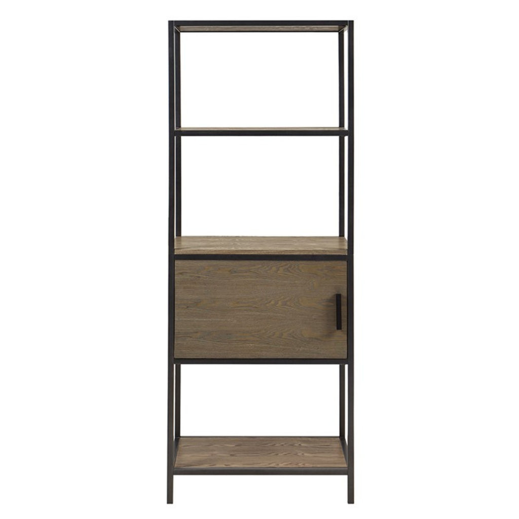 Darley 3-Shelf Bookcase with Storage Cabinet Grey Wood and Metal Frame Bookshelf