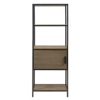 Darley 3-Shelf Bookcase with Storage Cabinet Grey Wood and Metal Frame Bookshelf