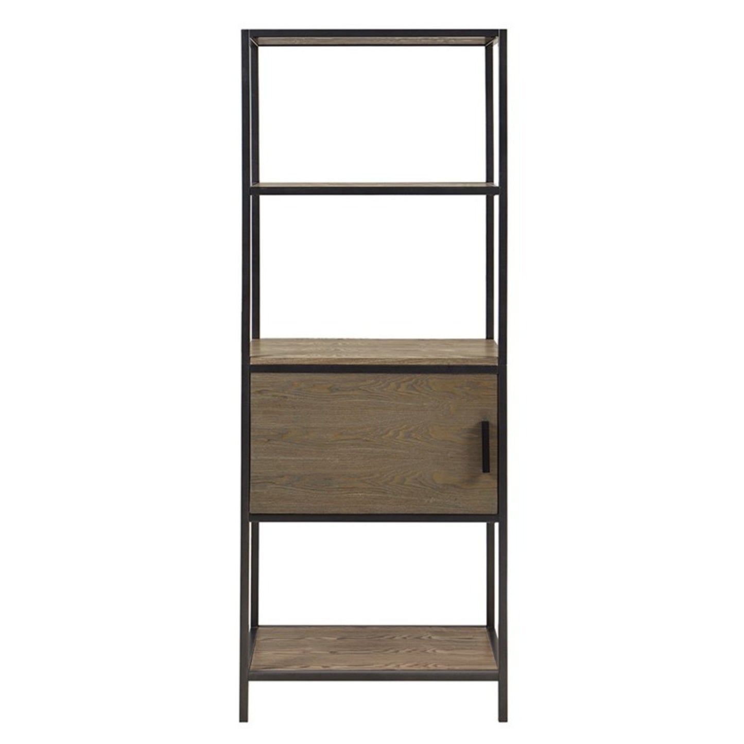 Darley 3-Shelf Bookcase with Storage Cabinet Grey Wood and Metal Frame Bookshelf