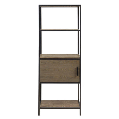 Darley 3-Shelf Bookcase with Storage Cabinet Grey Wood and Metal Frame Bookshelf