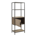 Darley 3-Shelf Bookcase with Storage Cabinet Grey Wood and Metal Frame Bookshelf