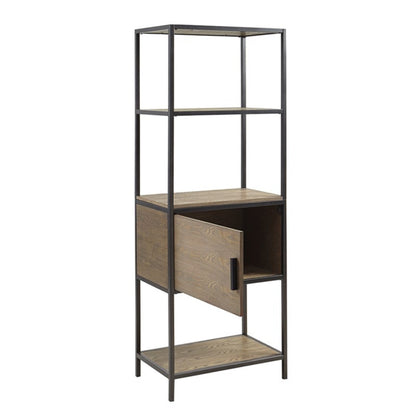 Darley 3-Shelf Bookcase with Storage Cabinet Grey Wood and Metal Frame Bookshelf