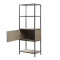 Darley 3-Shelf Bookcase with Storage Cabinet Grey Wood and Metal Frame Bookshelf