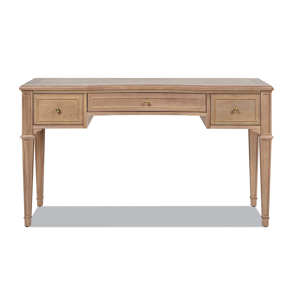 Dauphin 55' 3-Drawer Wood Executive Desk, Natural Brown Wood