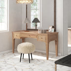 Dauphin 55' 3-Drawer Wood Executive Desk, Natural Brown Wood