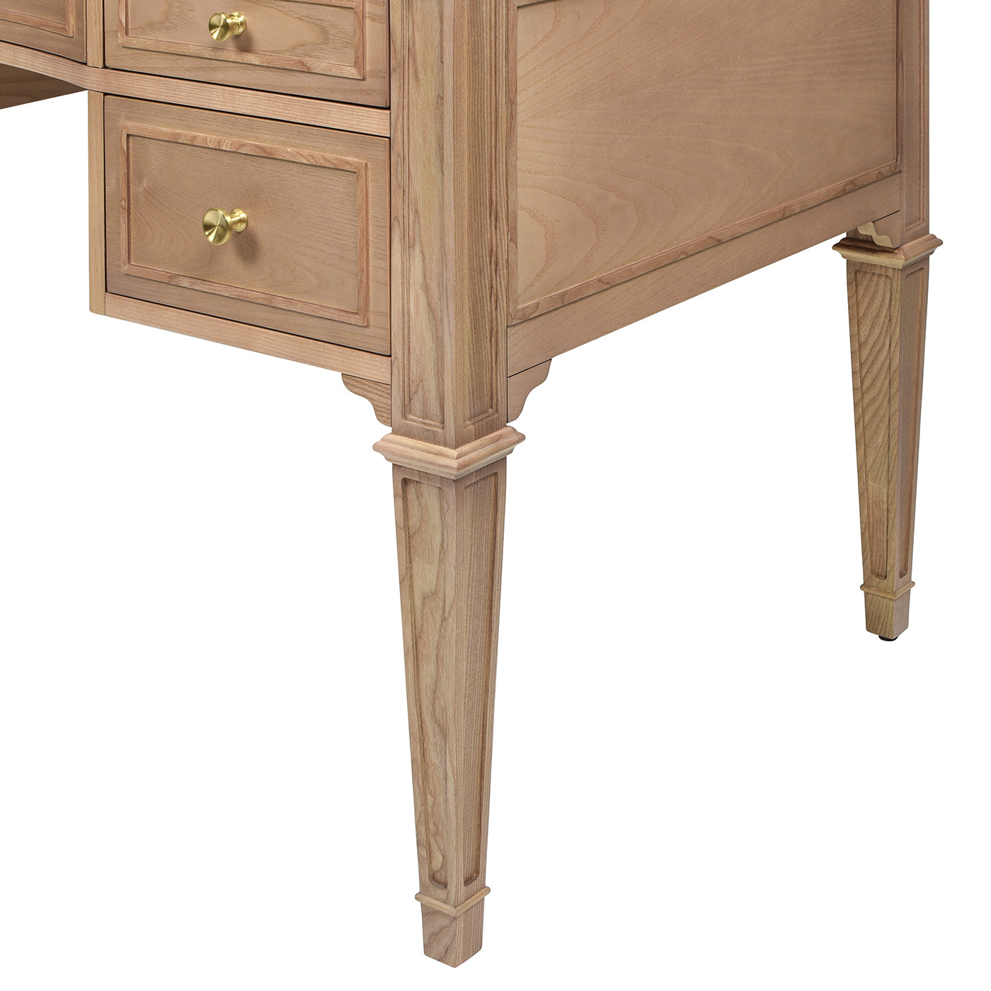 Dauphin Gold Accent 5-Drawer Wood Executive Desk, Natural Brown Wood