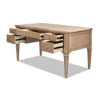 Dauphin Gold Accent 5-Drawer Wood Executive Desk, Natural Brown Wood