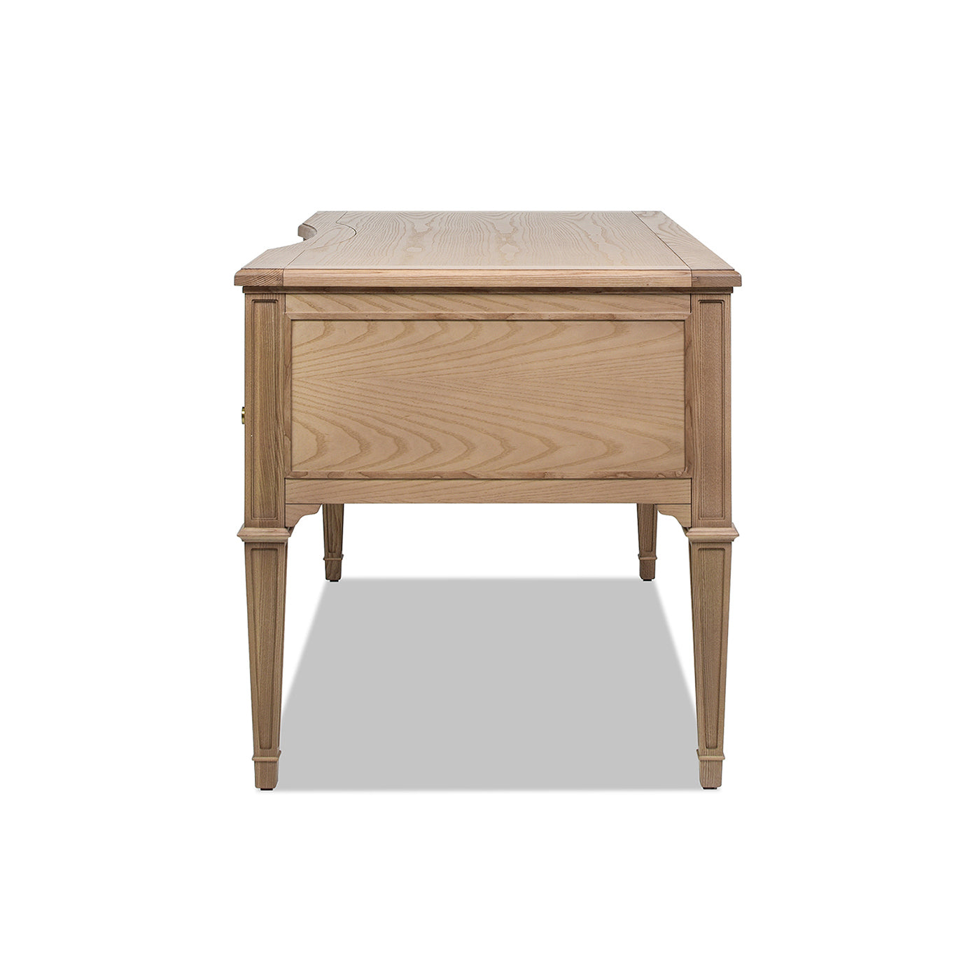 Dauphin Gold Accent 5-Drawer Wood Executive Desk, Natural Brown Wood