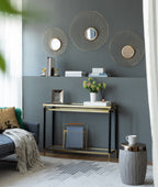 Set of 3 Wall Mirror Abstract designed Wall mirrors with Gold Frame for Home & Office,Top of Sideboard L:26x5x25.5" M:22x3.5x22" S:18x2.5x18"