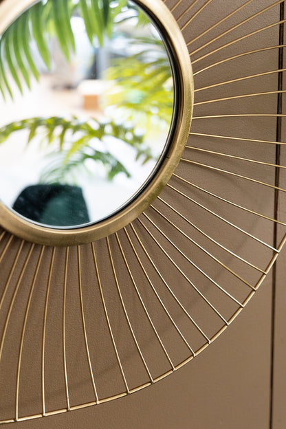 Set of 3 Wall Mirror Abstract designed Wall mirrors with Gold Frame for Home & Office,Top of Sideboard L:26x5x25.5" M:22x3.5x22" S:18x2.5x18"