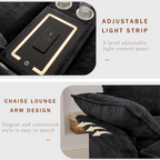 [NEW ARRIVED] [VIDEO PROVIDED]U Shaped Modular Sectional Sofa,Storage Console & Wireless Charging,2 Cup Holders,Bluetooth Speakers,2 Movable Footstools,Adjustable handrail,Movable seat,Chenille,Black Sectional Sofa