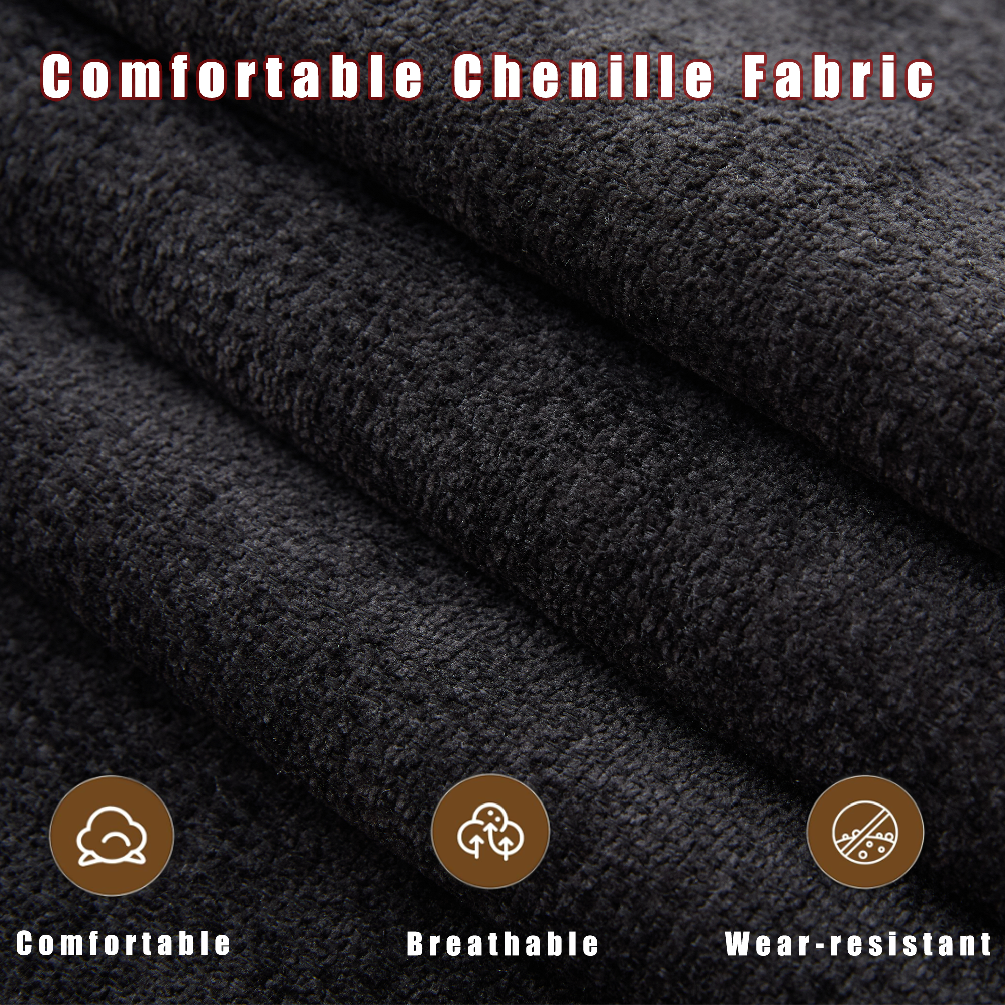 [NEW ARRIVED] [VIDEO PROVIDED]U Shaped Modular Sectional Sofa,Storage Console & Wireless Charging,2 Cup Holders,Bluetooth Speakers,2 Movable Footstools,Adjustable handrail,Movable seat,Chenille,Black Sectional Sofa