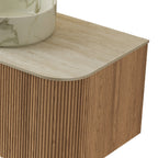 DINA 60'' Wall Mounted Cabinet, with Roman travertine Countertop and 2 Drawers, NO Basin, NO Faucet, Natural Wood Bathroom Cabinets