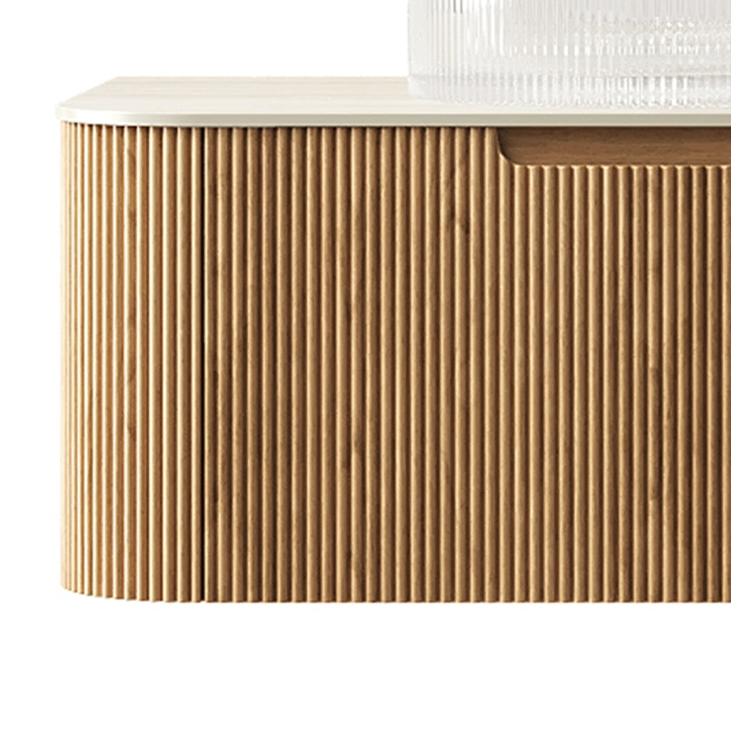 DINA 60'' Wall Mounted Cabinet, with Roman travertine Countertop and 2 Drawers, NO Basin, NO Faucet, Natural Wood Bathroom Cabinets