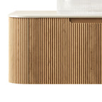 DINA 60'' Wall Mounted Cabinet, with Roman travertine Countertop and 2 Drawers, NO Basin, NO Faucet, Natural Wood Bathroom Cabinets