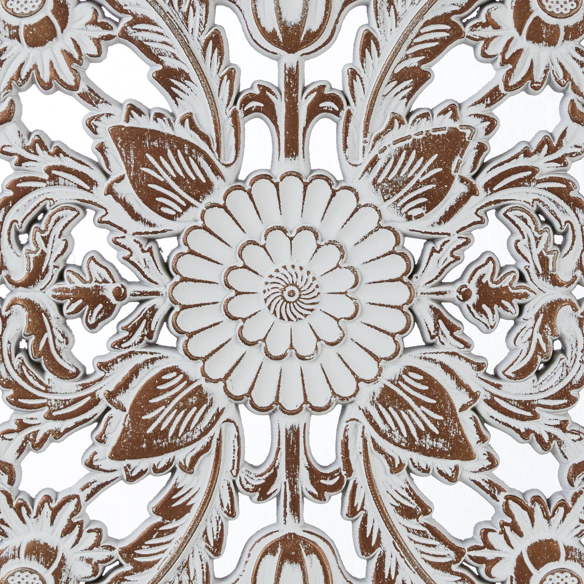 2 PCS Botanical Panel Distressed Carved Wood Wall Decor Set