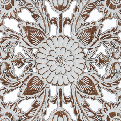 2 PCS Botanical Panel Distressed Carved Wood Wall Decor Set