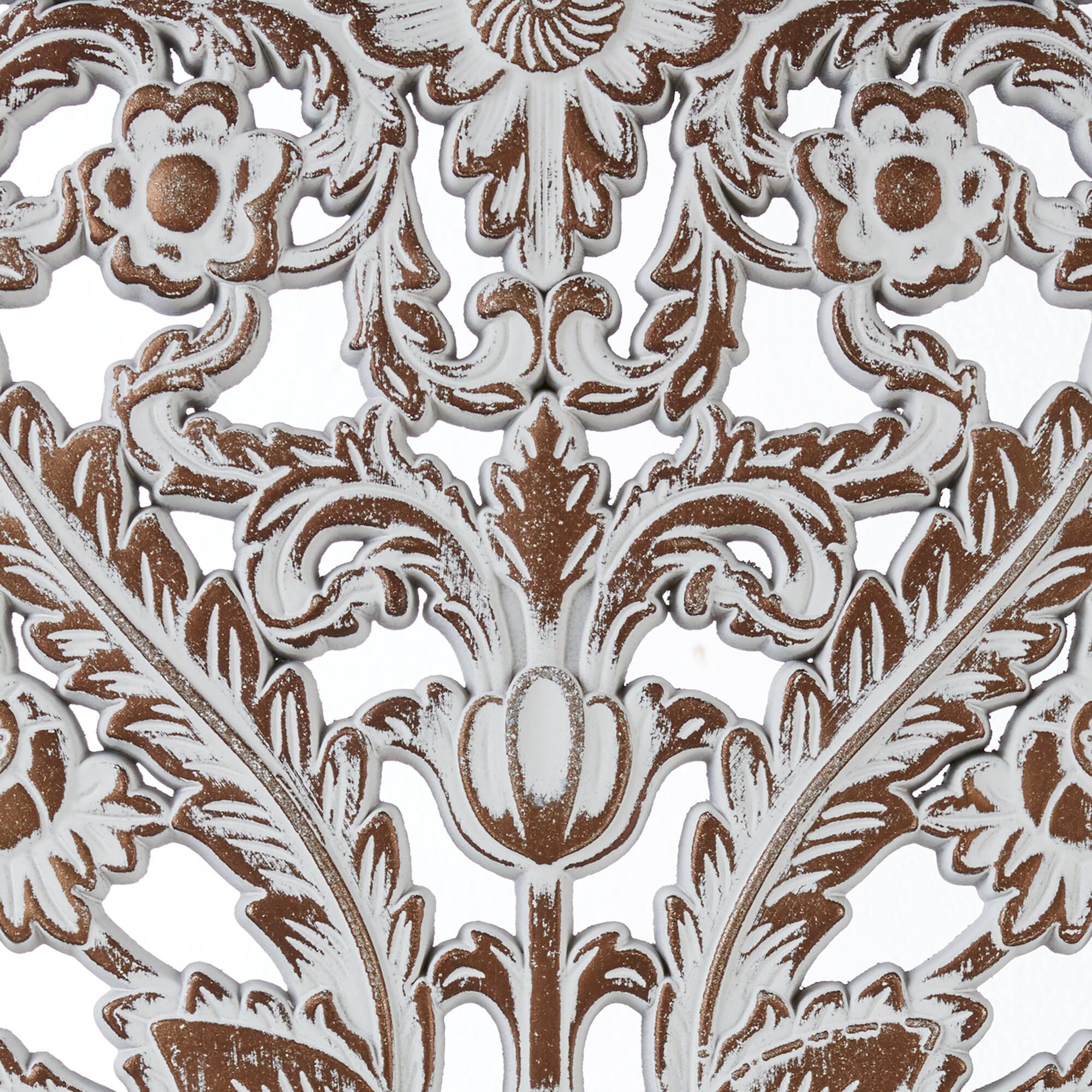 2 PCS Botanical Panel Distressed Carved Wood Wall Decor Set