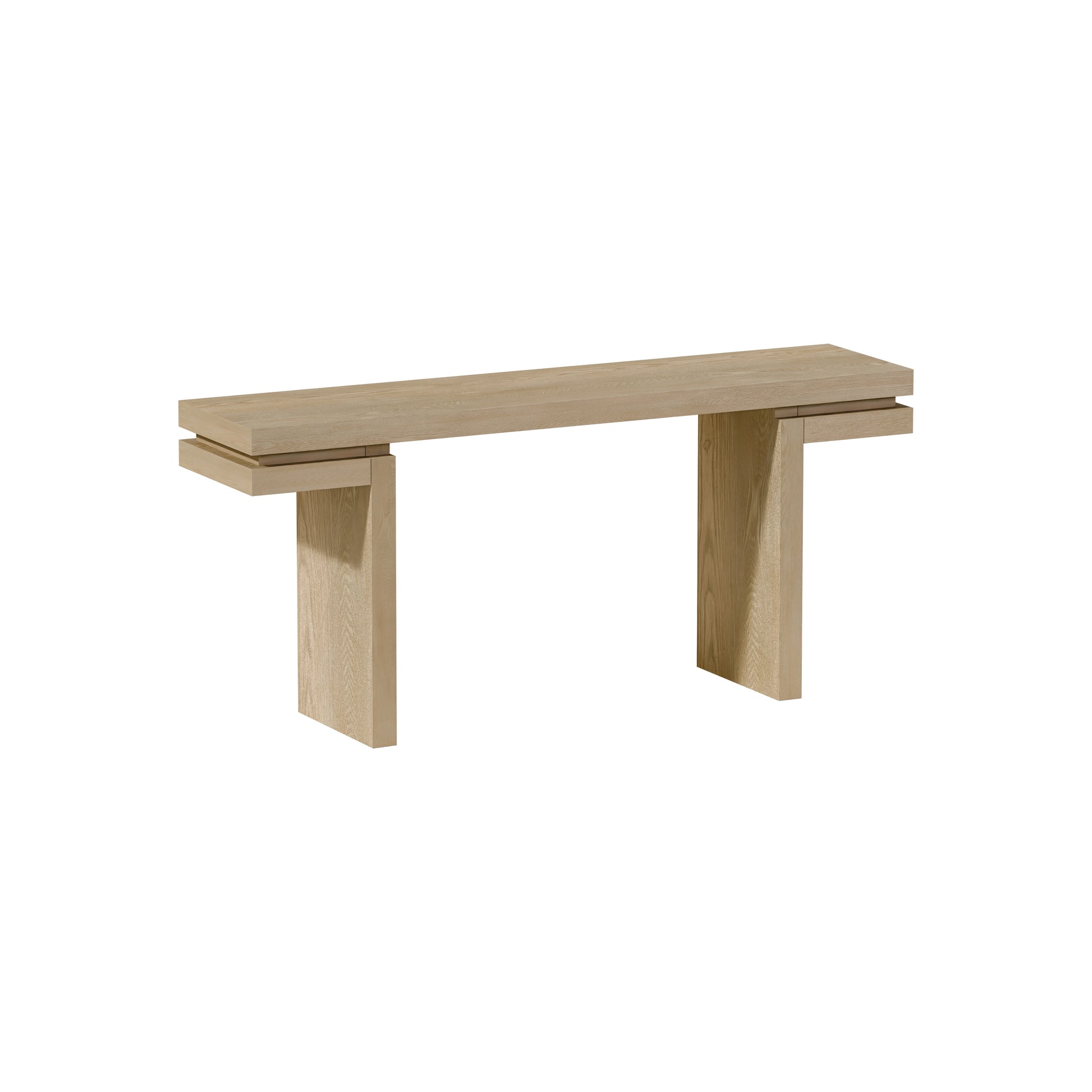 66' Extra Wide Real Wood Veneered Console Table, Minimalist Sofa Table Behind Couch for Entryway, Hallway, Living Room, Home Office, Distressed Oak