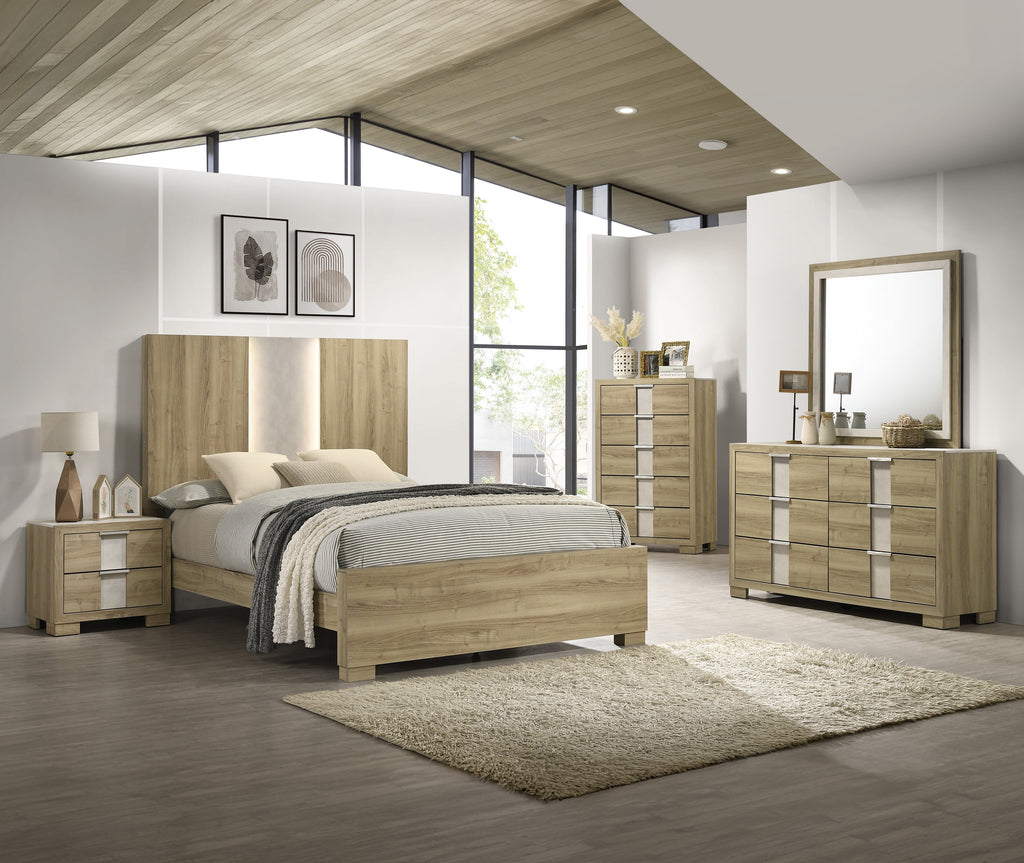 Driftwood Five-Drawer Tall Chest Wooden Bedroom Furniture.