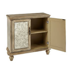 Driscoll 2-Door Cabinet with Floral Design and Natural Wood Finish Storage Cabinet