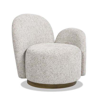 Duo 31.5' RAF One-Arm Swivel Accent Chair, Multi-Greige Beige Chenille