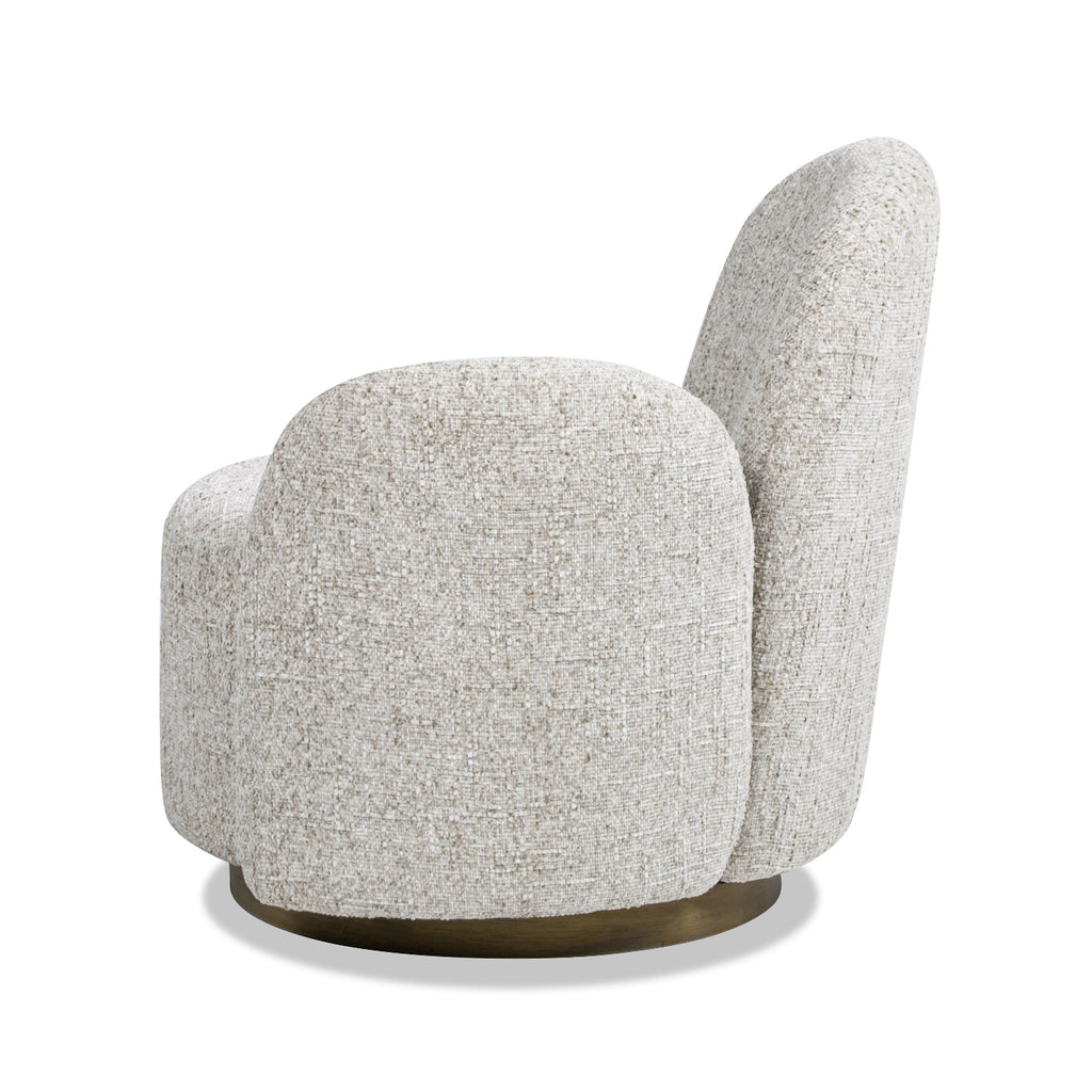 Duo 31.5' RAF One-Arm Swivel Accent Chair, Multi-Greige Beige Chenille