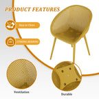 Two-piece durable single chair with mesh hollow-out design, Yellowish brown, 21.26*23.23*30.91 (in), Polypropylene