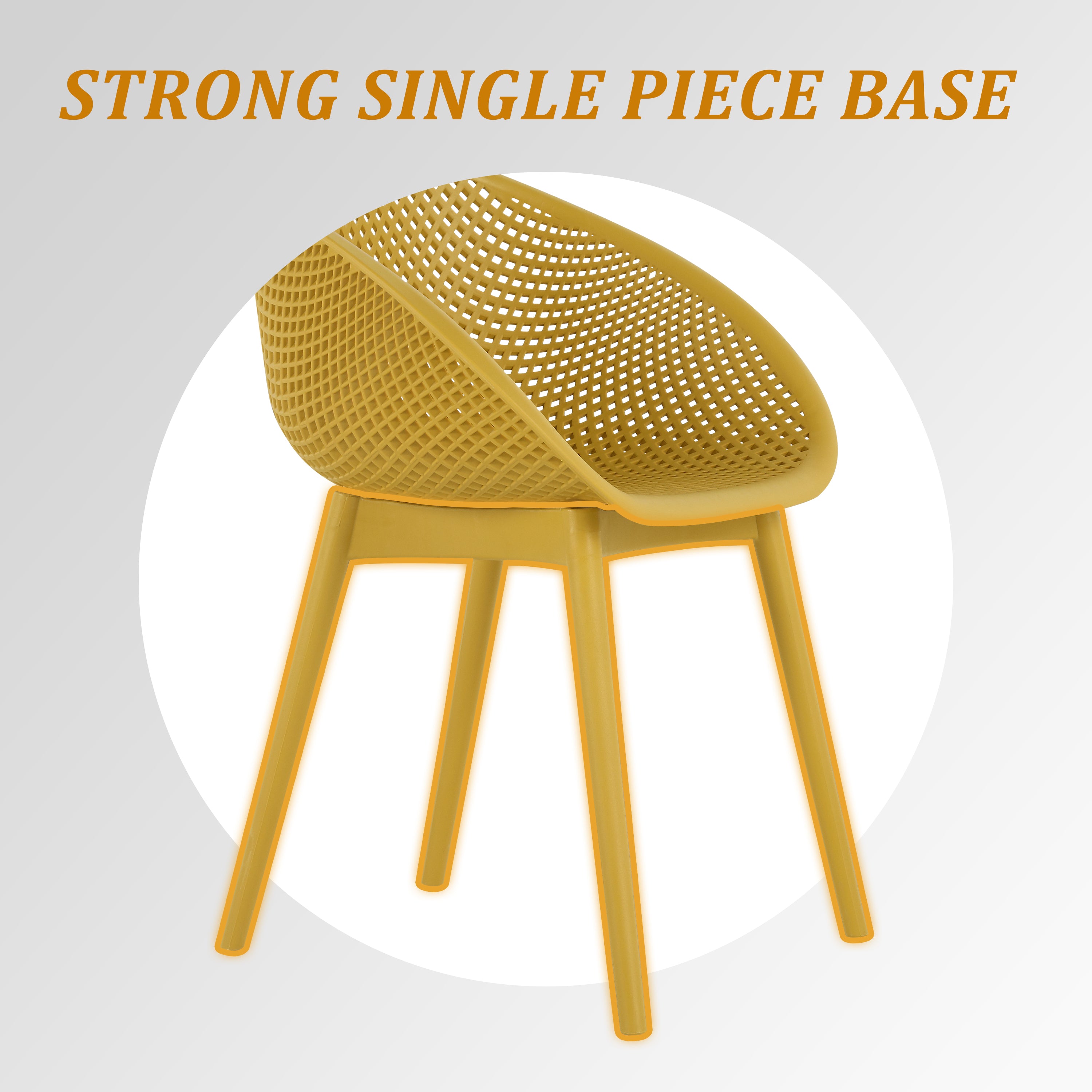 Two-piece durable single chair with mesh hollow-out design, Yellowish brown, 21.26*23.23*30.91 (in), Polypropylene