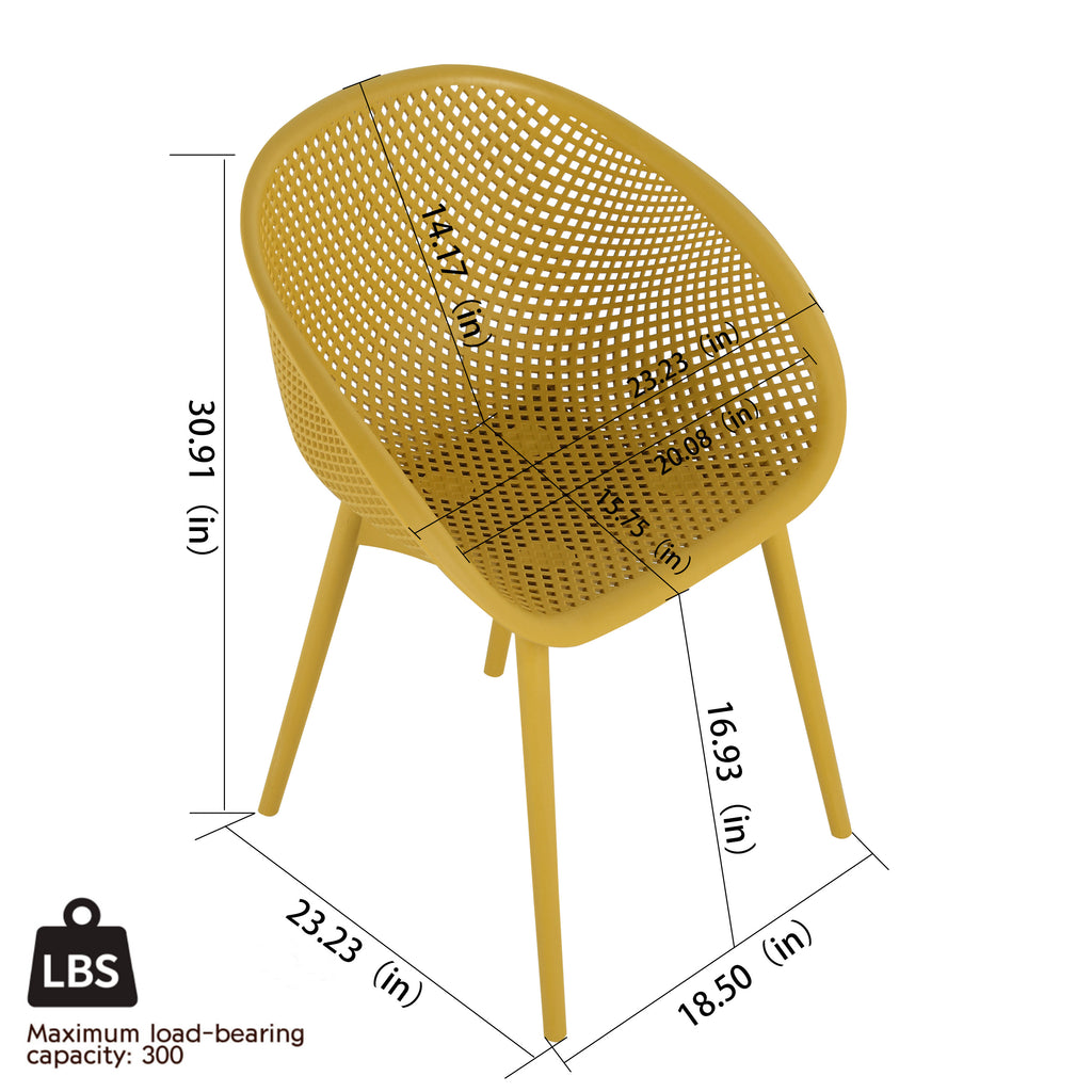 Two-piece durable single chair with mesh hollow-out design, Yellowish brown, 21.26*23.23*30.91 (in), Polypropylene