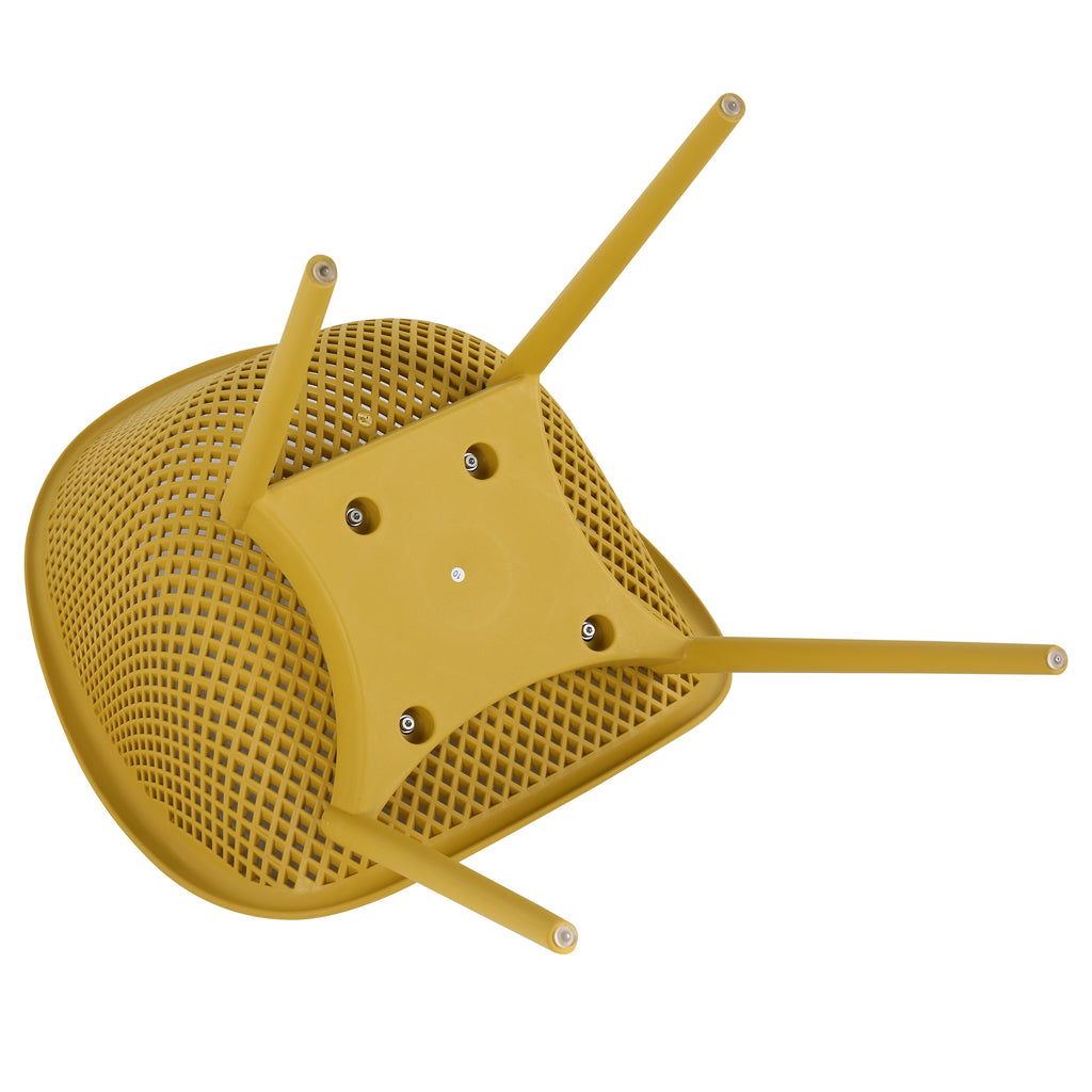 Two-piece durable single chair with mesh hollow-out design, Yellowish brown, 21.26*23.23*30.91 (in), Polypropylene