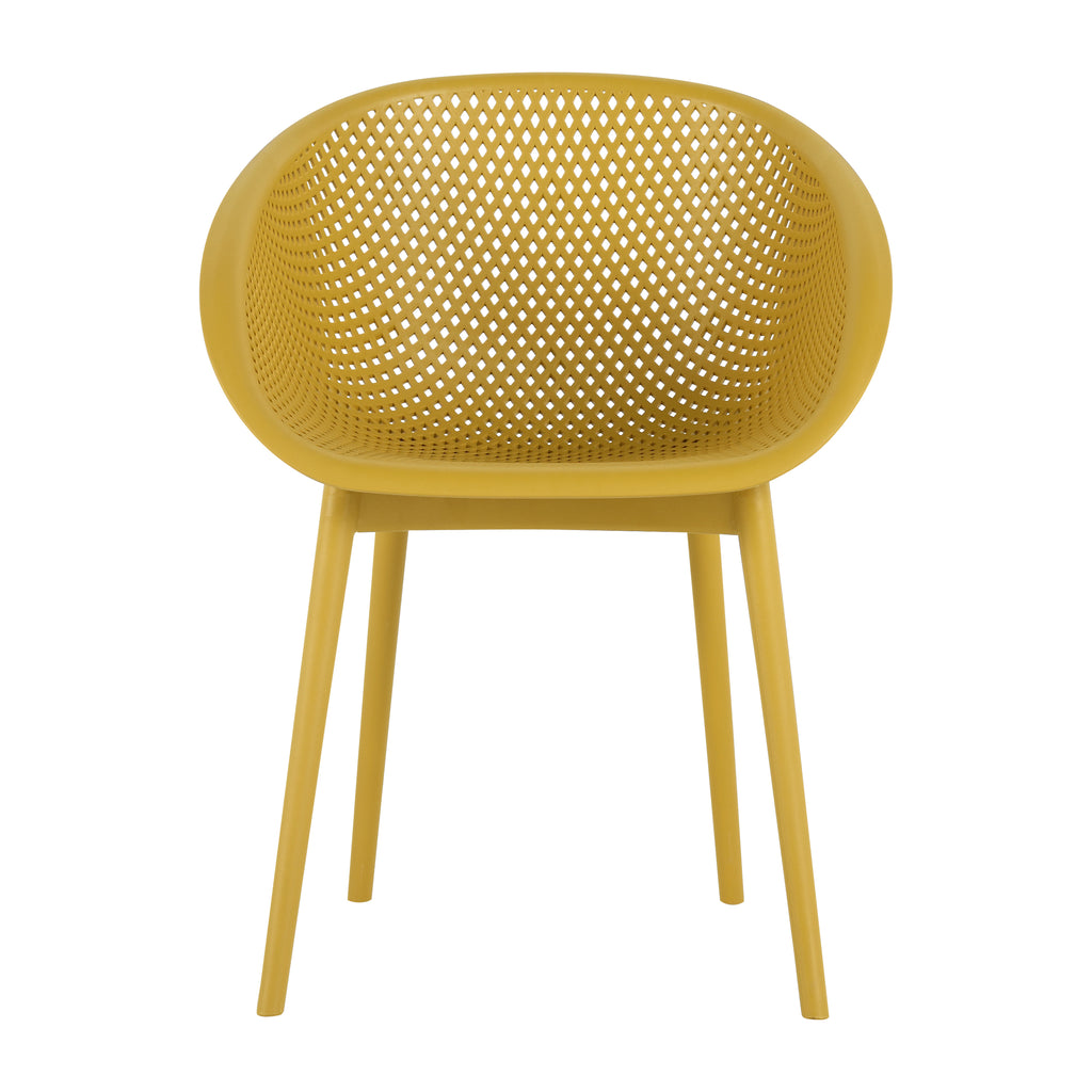 Two-piece durable single chair with mesh hollow-out design, Yellowish brown, 21.26*23.23*30.91 (in), Polypropylene