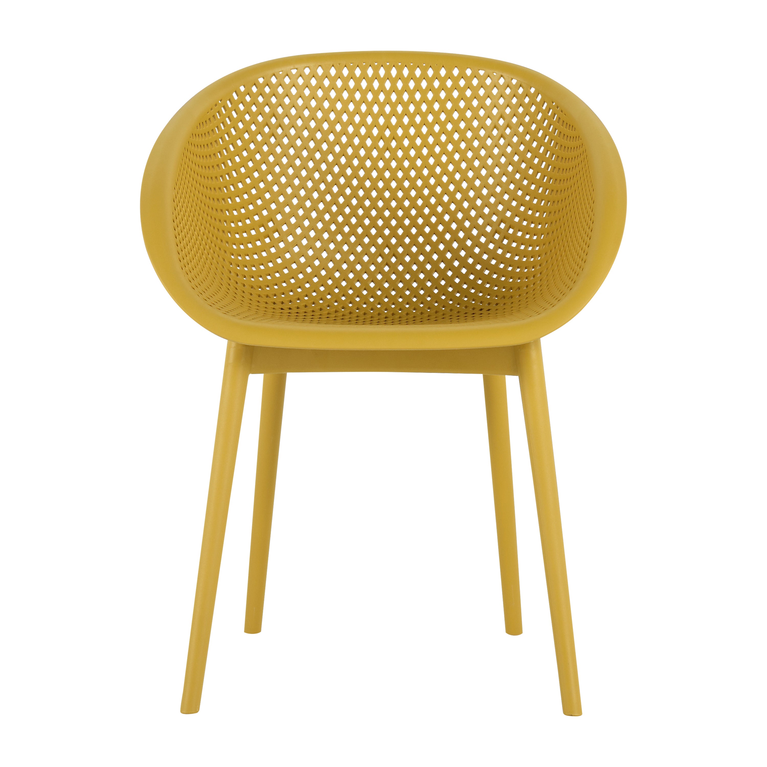 Two-piece durable single chair with mesh hollow-out design, Yellowish brown, 21.26*23.23*30.91 (in), Polypropylene
