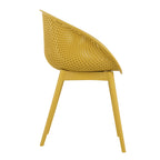 Two-piece durable single chair with mesh hollow-out design, Yellowish brown, 21.26*23.23*30.91 (in), Polypropylene