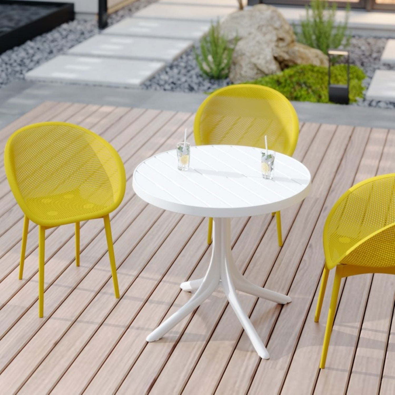 Two-piece durable single chair with mesh hollow-out design, Yellowish brown, 21.26*23.23*30.91 (in), Polypropylene
