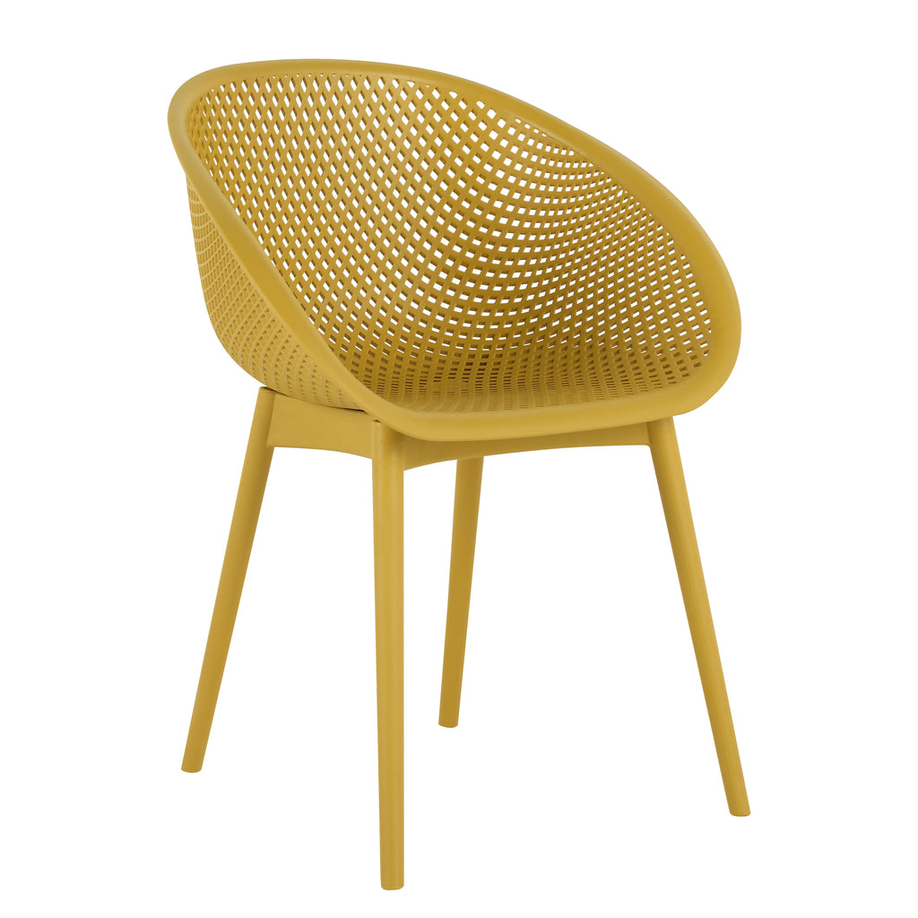 Two-piece durable single chair with mesh hollow-out design, Yellowish brown, 21.26*23.23*30.91 (in), Polypropylene