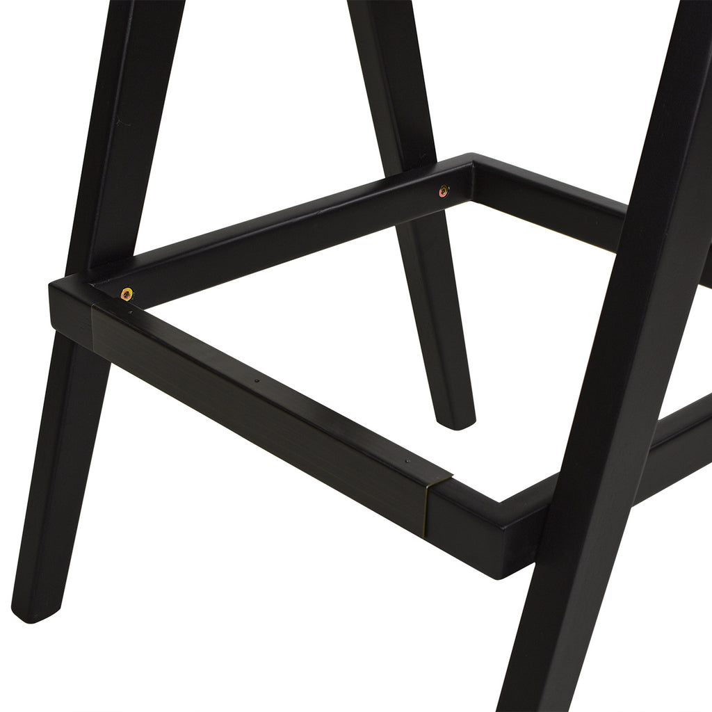 Milan 29.5' Modern Resin Webbing Back Bar Stool with Arms, Set of 3, Ebony Black Boucle