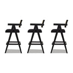 Milan 29.5' Modern Resin Webbing Back Bar Stool with Arms, Set of 3, Ebony Black Boucle