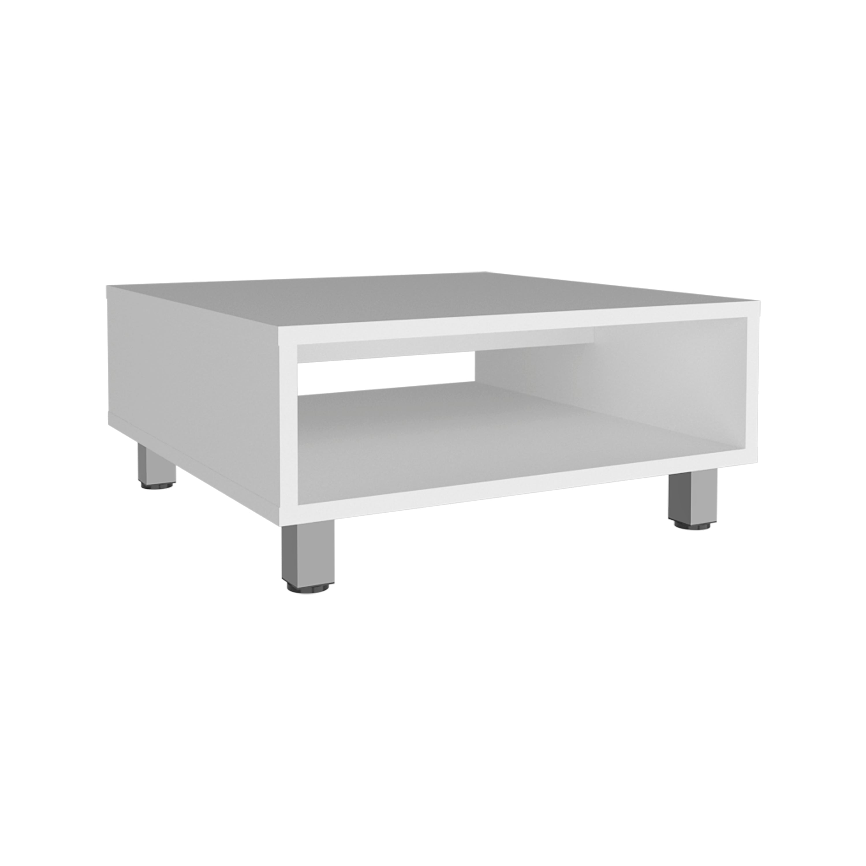 Eclipse 10 H Low Minimalistic Square Coffe Table with Open Storage White