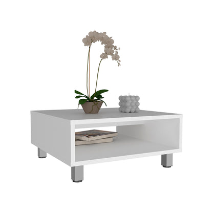 Eclipse 10 H Low Minimalistic Square Coffe Table with Open Storage White