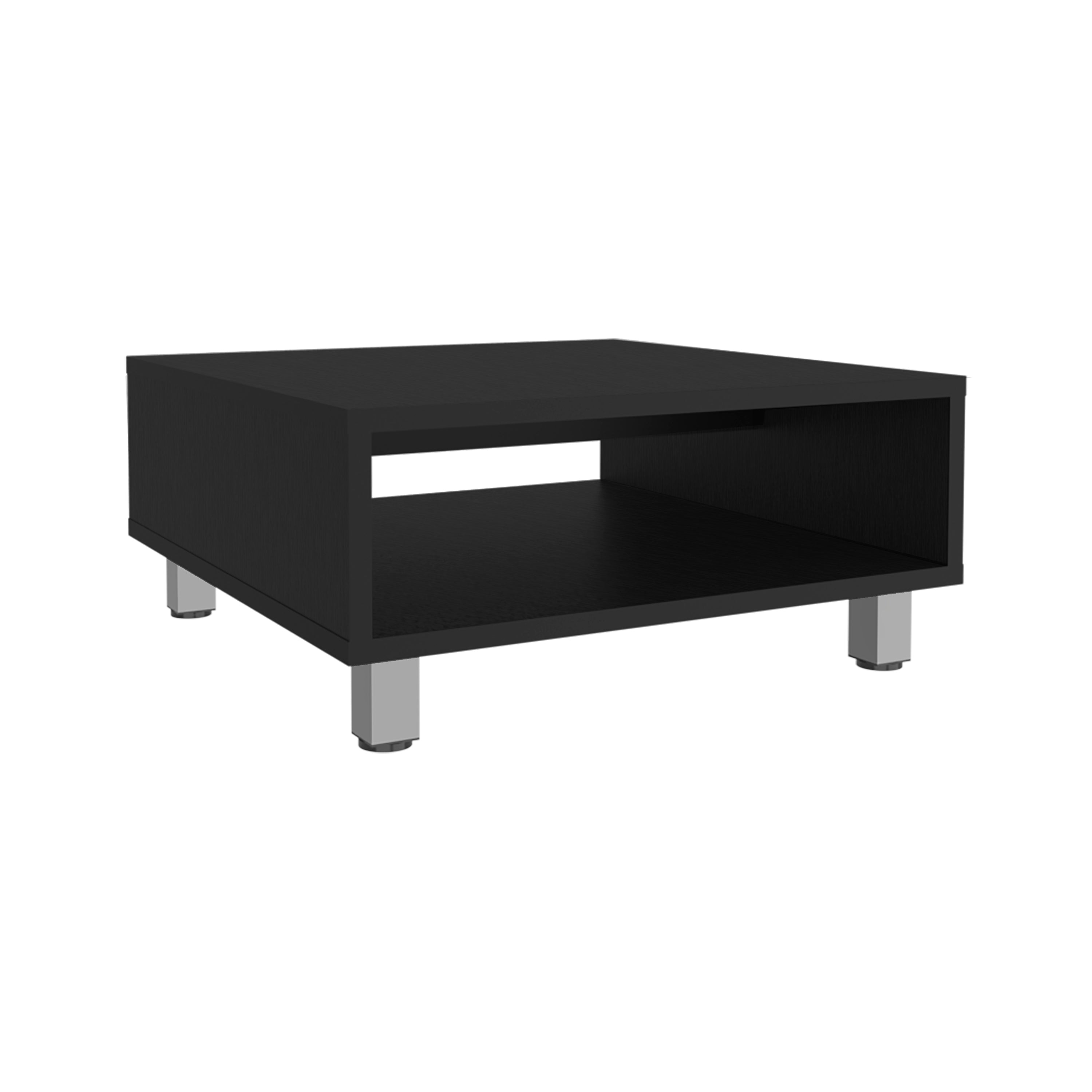 Eclipse 10 H Low Minimalistic Square Coffe Table with Open Storage Black