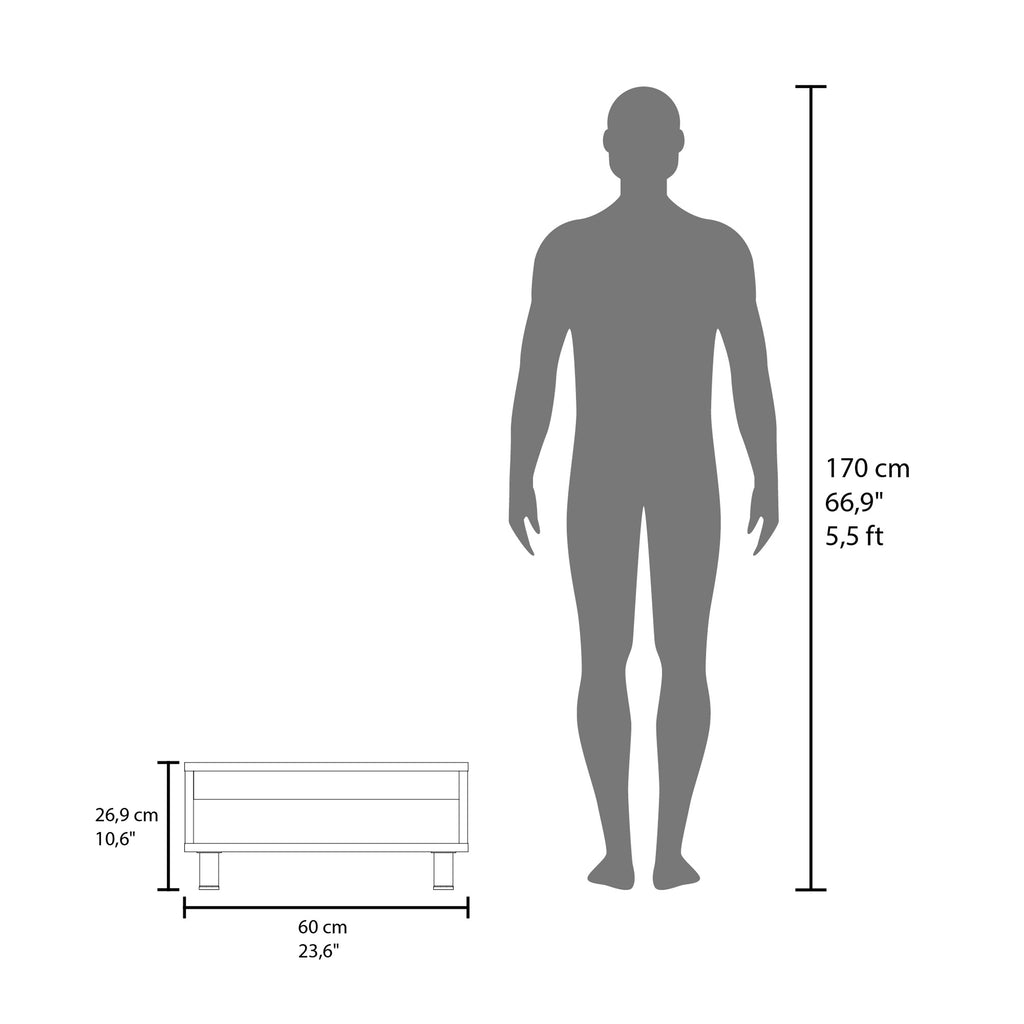 Eclipse 10 H Low Minimalistic Square Coffe Table with Open Storage Black