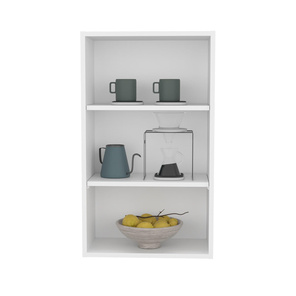 Eco 36-Inch High Open 3-Tier White Modern Wall Cabinet.