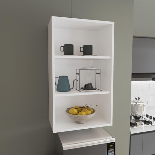 Eco 36-Inch High Open 3-Tier White Modern Wall Cabinet.